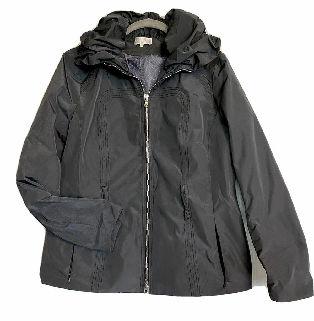 LANVIE Lagenlook Textured Jacket Unique Collar Gray Art Wear Light Packable XL